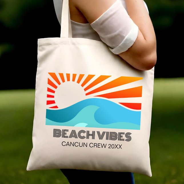 Tote Bag Retro Sunset Beach Vibes Vacances Été Voyage de fi (Créateur téléchargé)