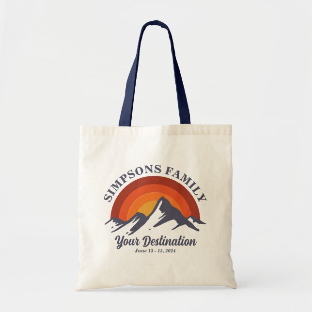 Tote Bag Retro Sunset Personnalisé Famille Vacances Groupe  (Devant)