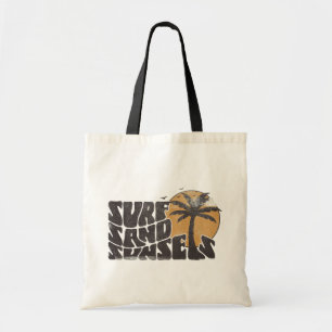 Tote Bag Retro Surf Sand Sunsets Beach Life Palm Tree