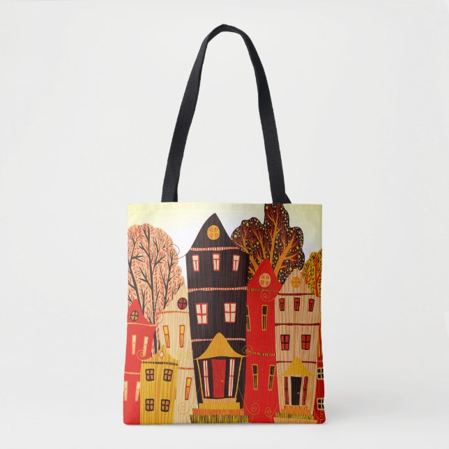 Tote Bag Retro Sweet Home Poster : Maisons de dessin (Devant)