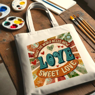 Tote Bag Retro Sweet Love Fun Modern Inspiration Citation