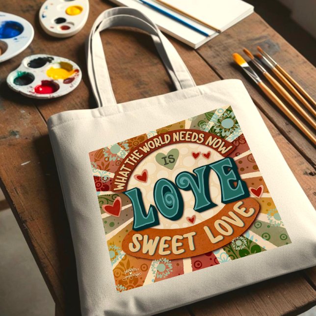 Tote Bag Retro Sweet Love Fun Modern Inspiration Citation (Créateur téléchargé)