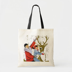 Tote Bag Rétro tour vintage de renne de Noël