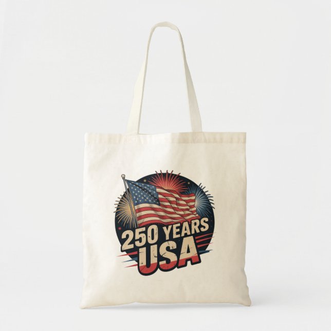 Tote Bag Retro Vintage 250 Years USA American Flag  (Devant)
