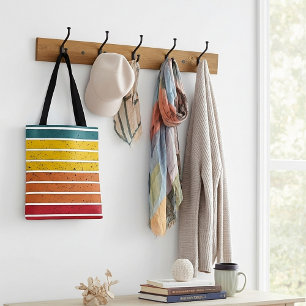 Tote Bag Rétro vintage rayures coucher de soleil arc-en-cie