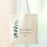 Tote Bag Réunion de famille Eucalyptus moderne<br><div class="desc">Ce Sac fourre-tout familial de la Réunion est décoré d'un élégant étendoir à eucalyptus et d'une élégante typographie. Facile à personnaliser. Utilisez l'outil de conception pour modifier la taille, le style ou la couleur du texte. Parce que nous créons notre oeuvre, vous ne trouverez pas cette image exacte d'autres designers....</div>