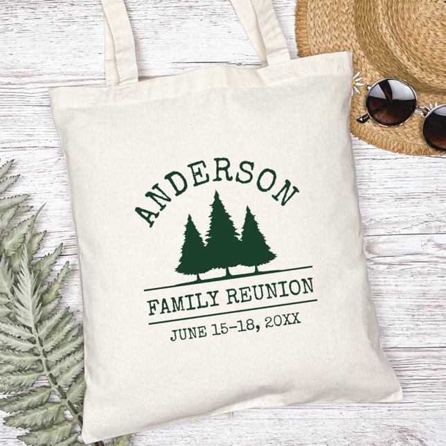 Tote Bag Réunion de famille Pins rustiques (Customize to change text size, color or text style.)