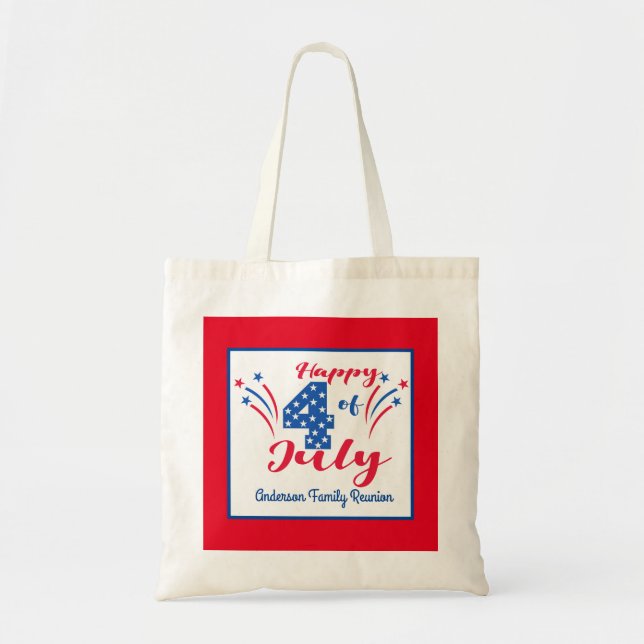 Tote Bag Réunion en famille 4 juillet fête (Devant)