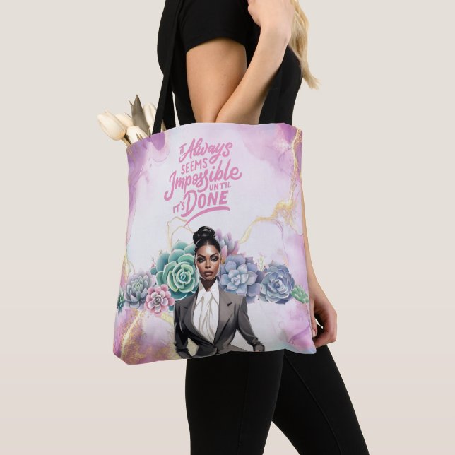 Tote Bag Réussite motivationnelle de la dame Boss (De près)