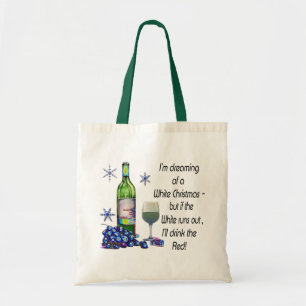 Tote Bag Rêvant de Noël blanc, cadeaux drôles d'art de v