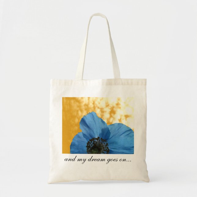 Tote Bag Rêve de fleur de PAVOT BLEU d'or (Devant)