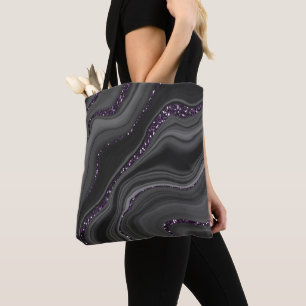 Tote Bag Rêve d'Parties scintillant d'Agate blanc gris-noi