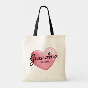 Tote Bag Révélation Mamie Année Aquarelle Cœur