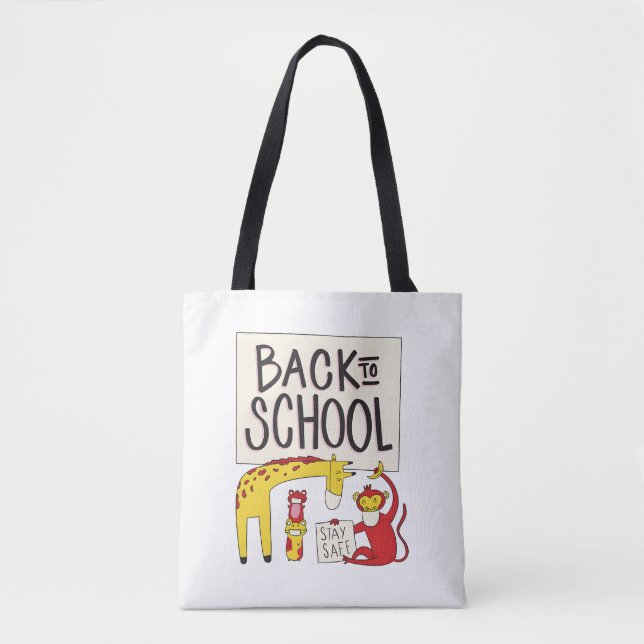 Tote Bag Revenir à l'école Animaux Conception de sécurité (Devant)