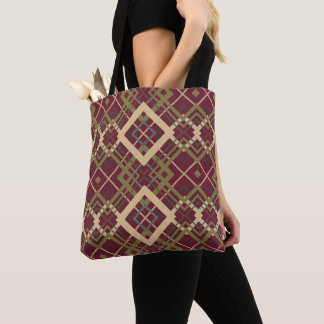 Tote Bag Reversible Geometric Diamond Wine Dusty Rose