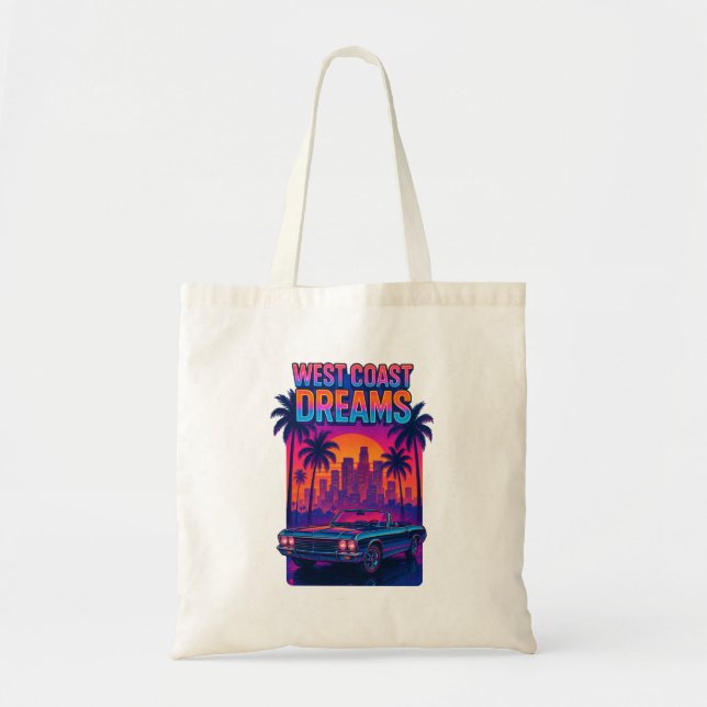 Tote Bag Rêves de la Côte Ouest - Synthwave Rétro des Année (Devant)