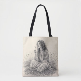 Tote Bag Rêveur bohème au crayon
