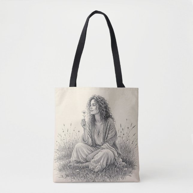 Tote Bag Rêveur bohème au crayon  (Devant)