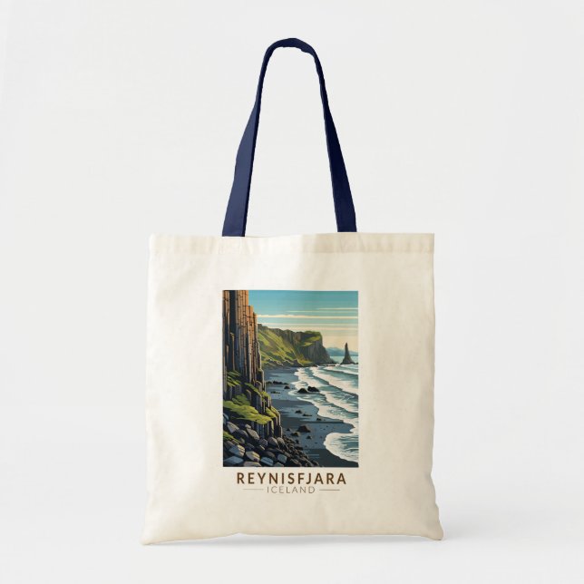 Tote Bag Reynisfjara Beach Islande Travel Art Vintage (Devant)