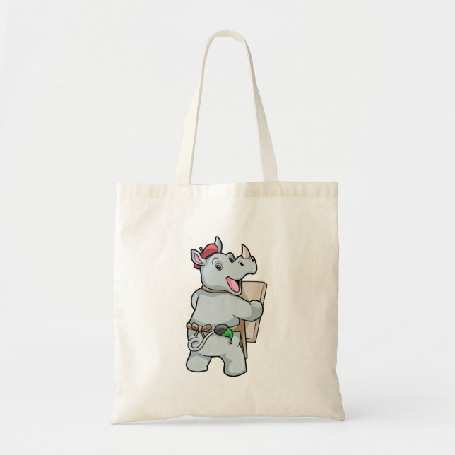 Tote Bag Rhino à la peinture avec des couleurs (Devant)