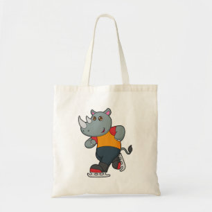 Tote Bag Rhino at Ice skating with Ice skates