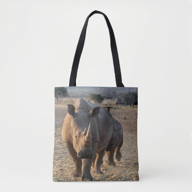 Tote Bag Rhino gris dans la nature (Devant)