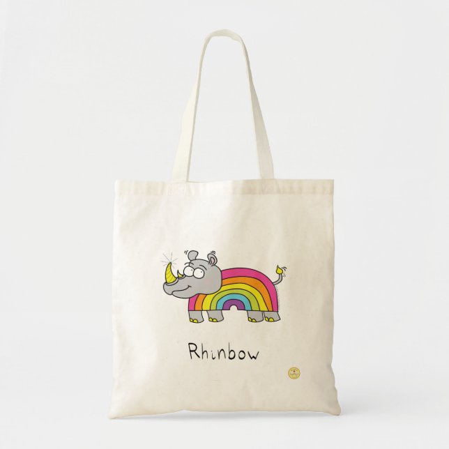 Tote Bag Rhino Rainbow Funny Cute Kids Rhinoceros (Devant)