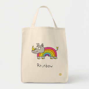Tote Bag Rhino Rainbow Funny Kids