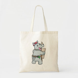 Tote Bag Rhinocéros à la peinture avec des couleurs