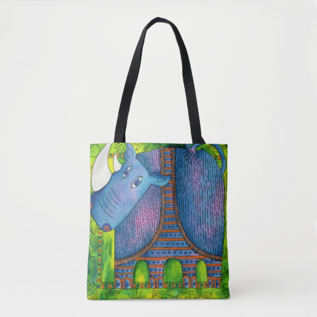 Tote Bag Rhinocéros à motifs (Devant)