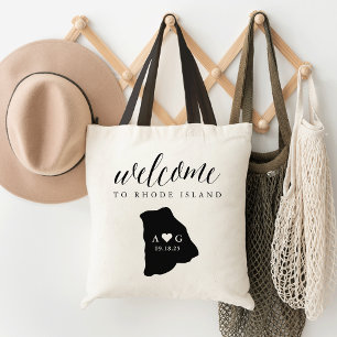 Tote Bag Rhode Island State Silhouette Mariage Bienvenue Fo