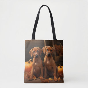 Tote Bag Rhodesian Ridgeback Chiot Automne Citrouille délic