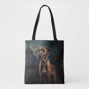 Tote Bag Rhodesian Ridgeback Halloween effrayant