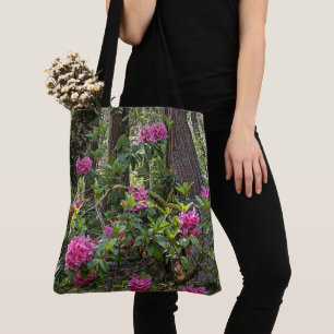 Tote Bag Rhododendrons roses dans une forêt florale