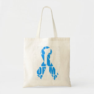 Tote Bag Ribbon Autisme Je Porte Du Bleu Pour Mon Grand-Fil