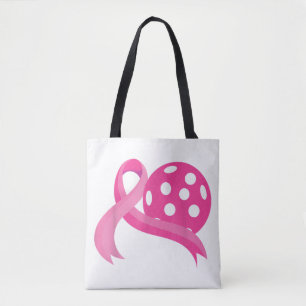 Tote Bag Ribbon Coeur Rose Cute Pickleball Cancer du sein A