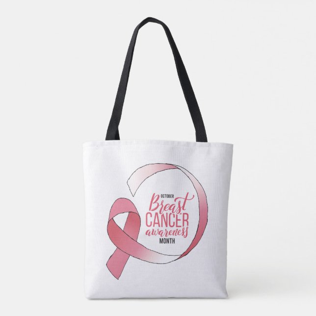 Tote Bag Ribbon de dessin du cancer du sein rose Mois BCA (Dos)