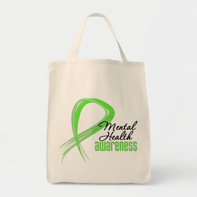 Tote Bag Ribbon de sensibilisation à la santé mentale (Devant)