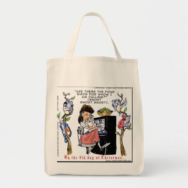 Tote Bag Rick London Ernestine appelle les oiseaux Noël (Devant)