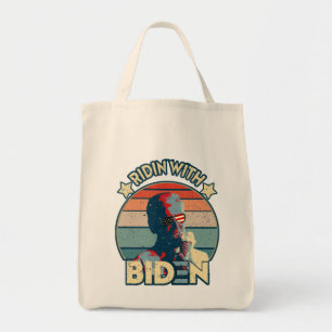 Tote Bag Ridin' With Biden Manger Ice Cream Retro Sunset