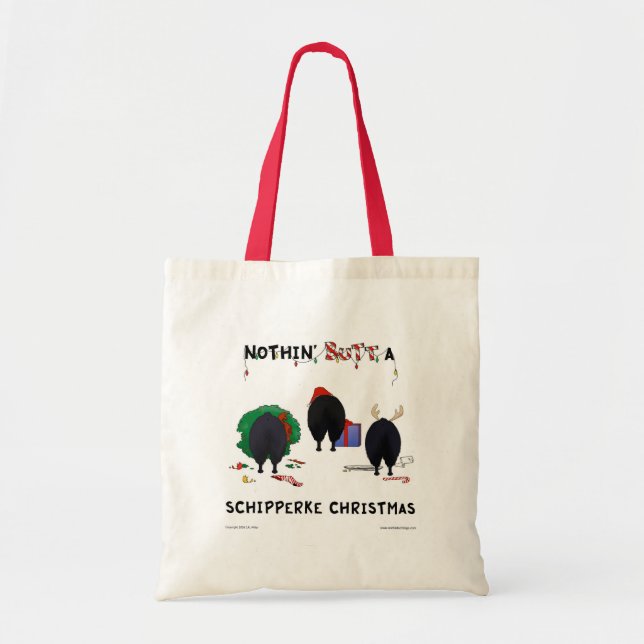 Tote Bag Rien n'aboutent Noël de Schipperke (Devant)