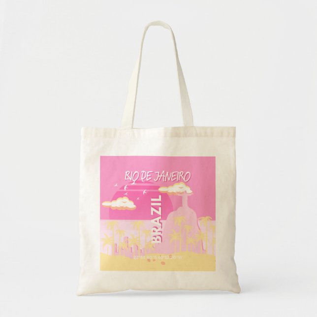 Tote Bag Rio de Janeiro Brésil Voyage Art rose illustration (Devant)