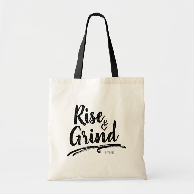 Tote Bag RISE & GRIND Nom personnalisé personnalisé personn (Devant)