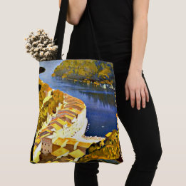 Tote Bag Rivière en Italie Peinture colorée Art