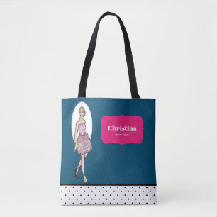Tote Bag Robe de cocktail à roses roses illustration de mod
