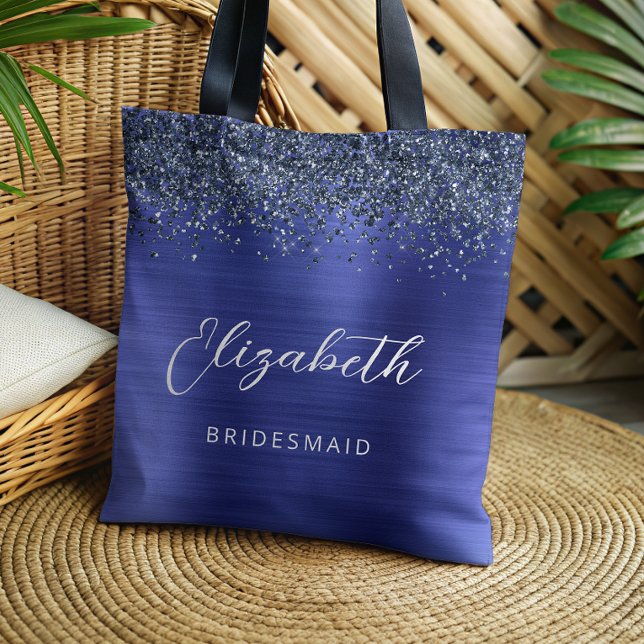 Tote Bag Robe de demoiselle d'honneur métallisée bleu marin (Créateur téléchargé)