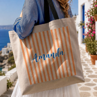 Tote Bag  Robe de demoiselle d'honneur moderne orange rayée