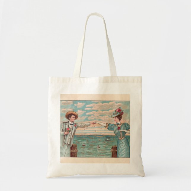 Tote Bag Robe de mariage d'amour de plage victorienne Coupl (Devant)