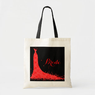 Tote Bag Robe de Mariage en dentelle Vintage noire et rouge