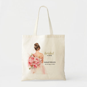 Tote Bag Robe de mariée aquarelle rose saumon Cadeau de dou